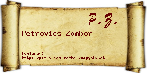Petrovics Zombor névjegykártya